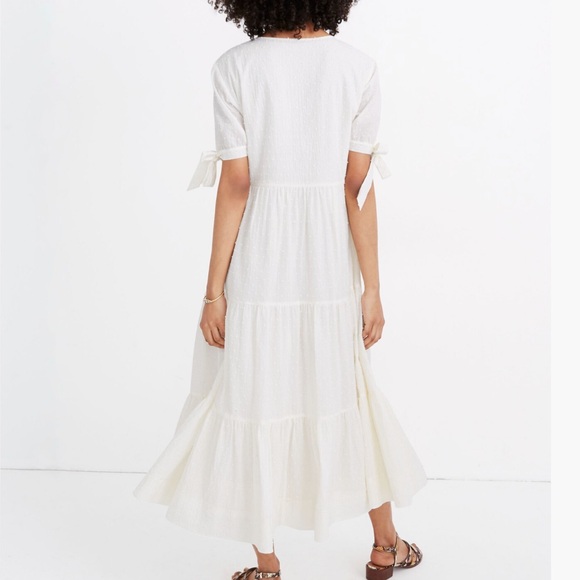 Madewell Swiss Dot Tie-Sleeve Tiered Midi Dress - Picture 2 of 11